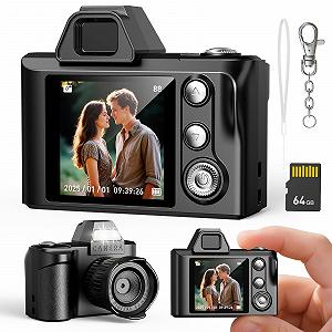 Мини Цифровая Камера-Брелок MaxMango 1.3 Inch 1080P Мини Фотокамера с Памятью 64GB, Черный - Фото 1