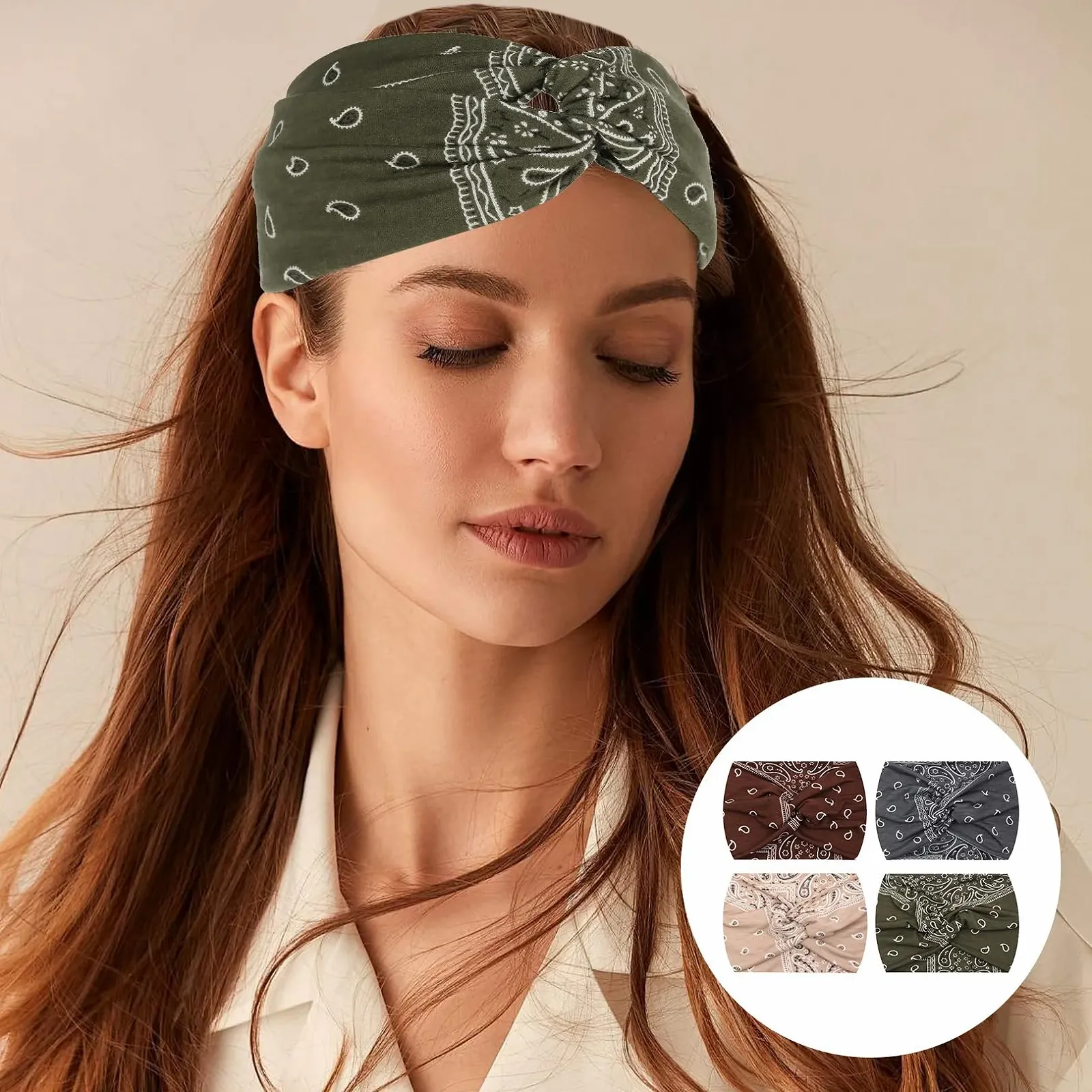 Пов'язка на голову Жіноча літня в стилі бохо, еластична, фото №5 Пов'язка на голову Жіноча літня в стилі бохо, еластична, фото №5