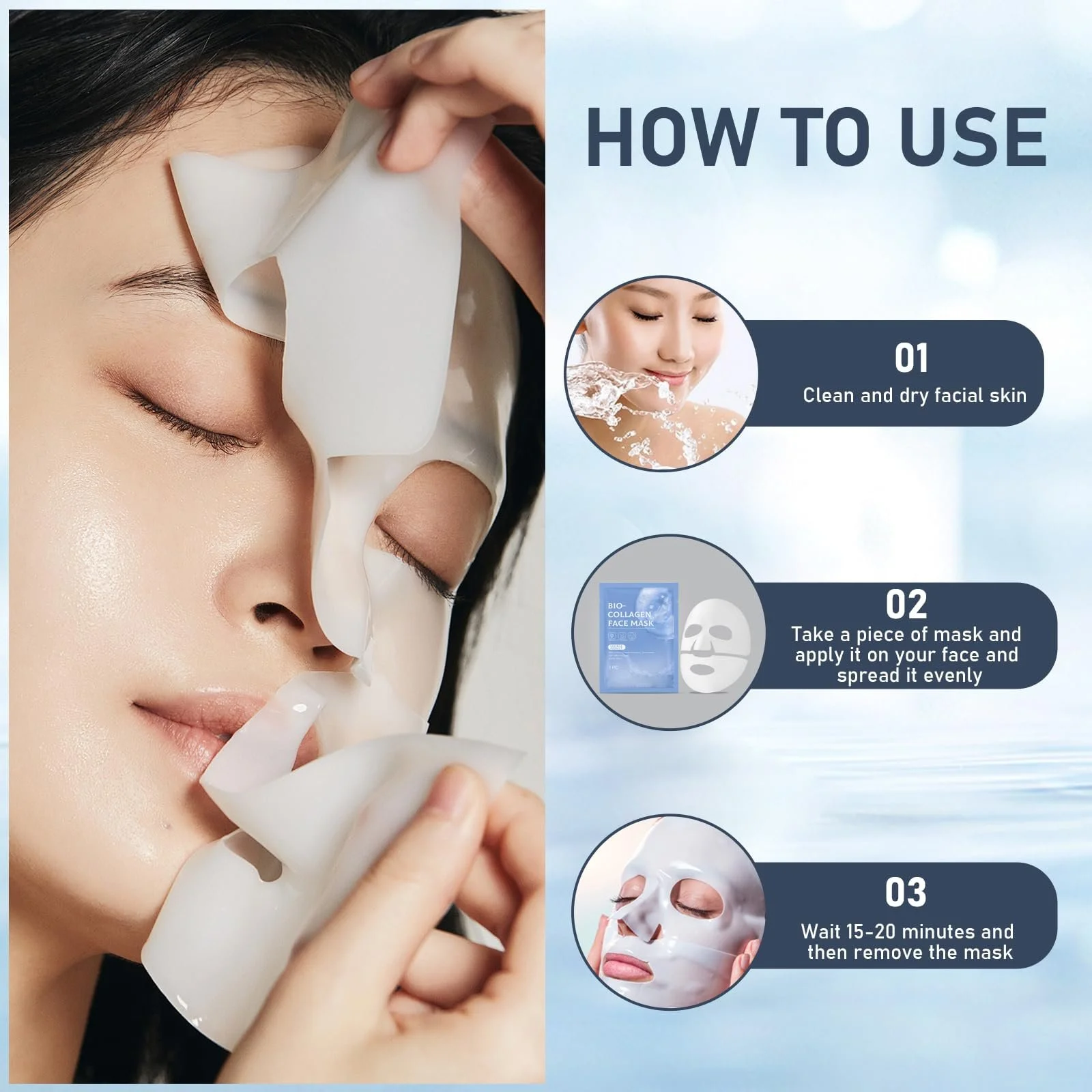 Маска для обличчя Паковання з 4 Organic Collagen Real Deep Anti-Wrinkle Lifting Moisturising Anti Ageing, фото №7