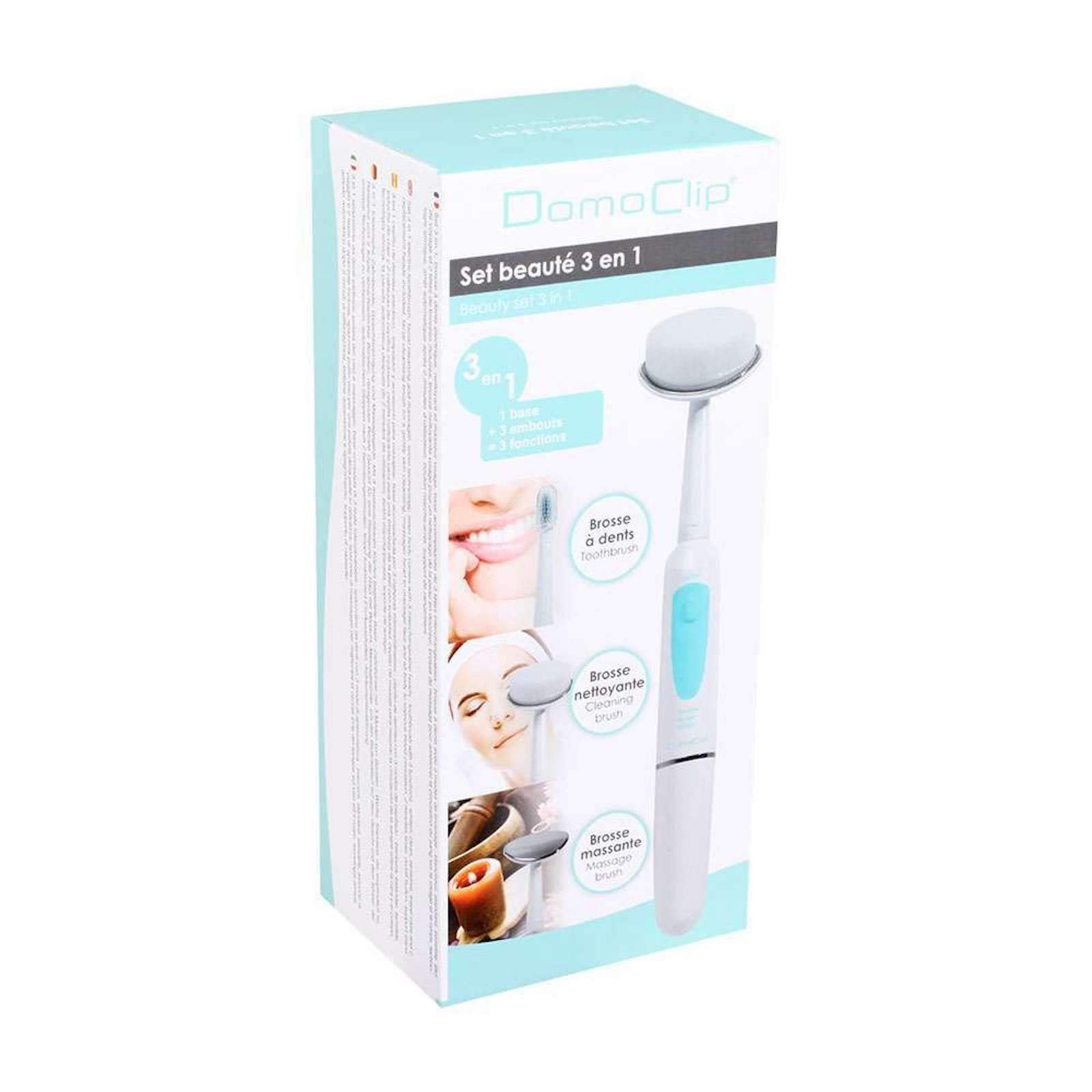 Електрична зубна щітка з насадкою для очищення та масажу обличчя та футляр Біло-бірюзова, фото №4