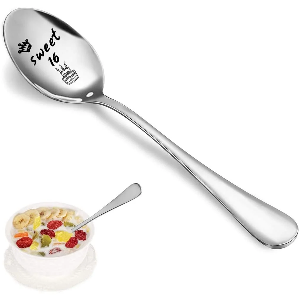 Ложка з гравіюванням на 16-річчя Модель "Sweet 16" Сріблястий, фото №3 Ложка з гравіюванням на 16-річчя Модель "Sweet 16" Сріблястий, фото №3