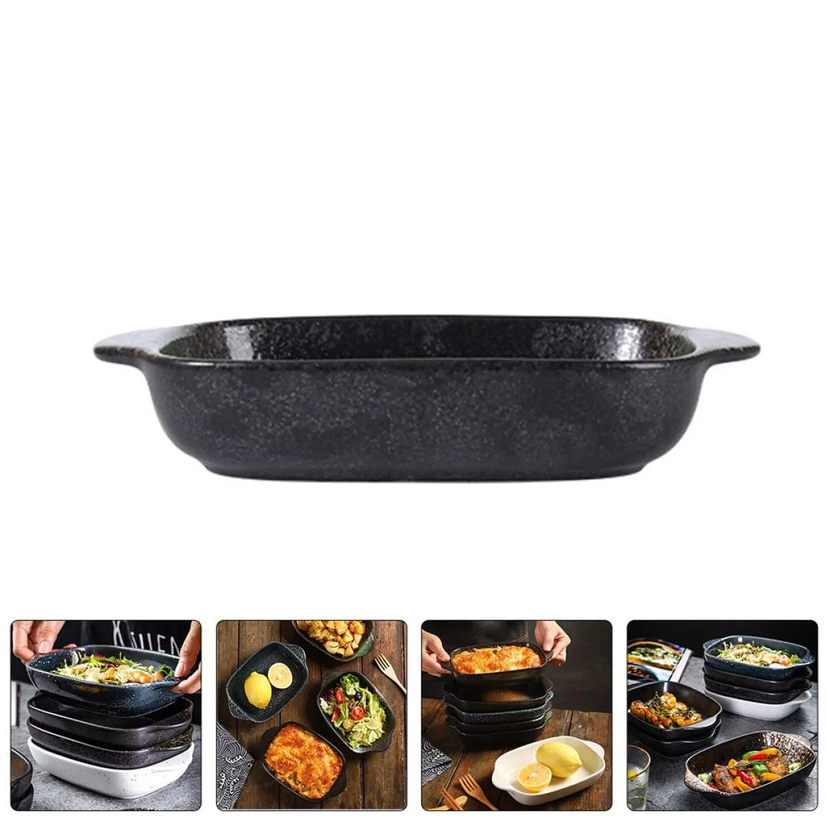 Форма для запекания керамическая с двойными ручками поднос для сервировки, фото №5