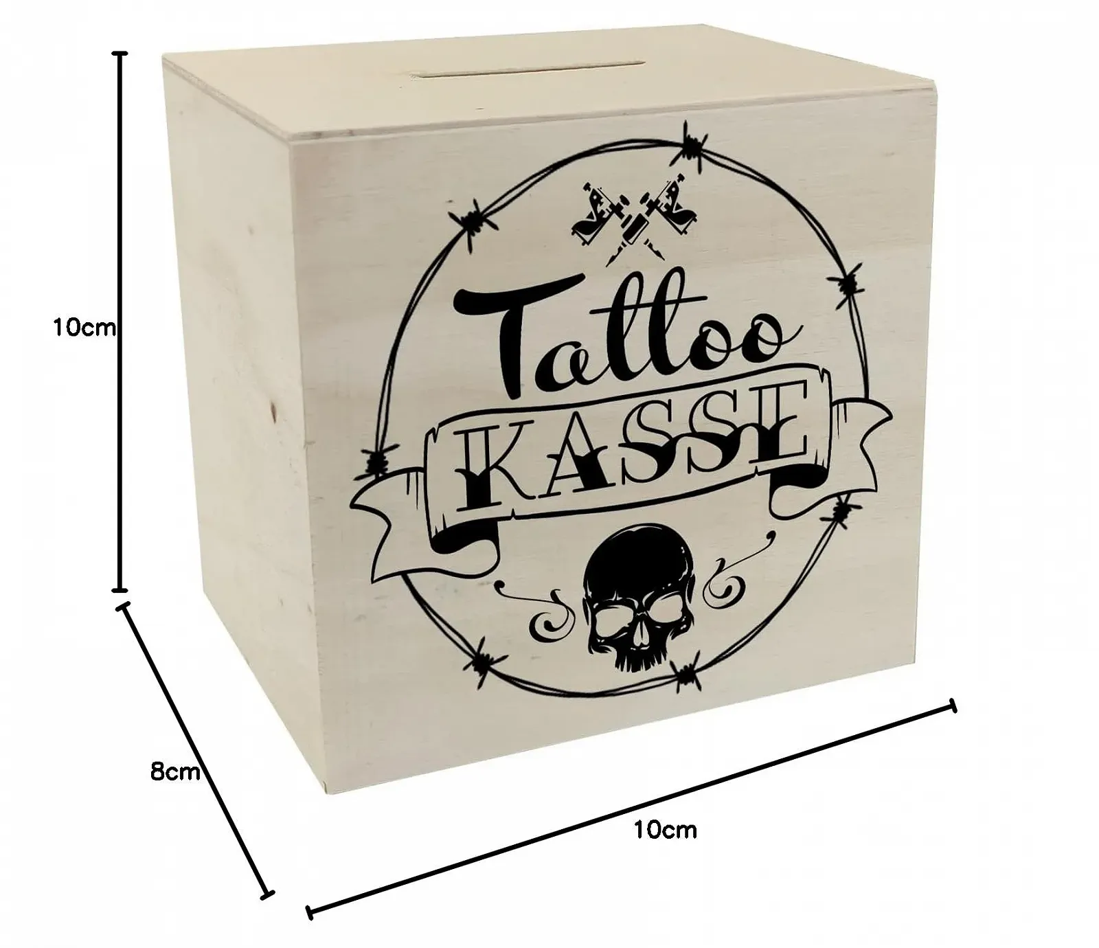 Скарбничка дерев'яна з тату-мотивами White Tattoo Cash, фото №9