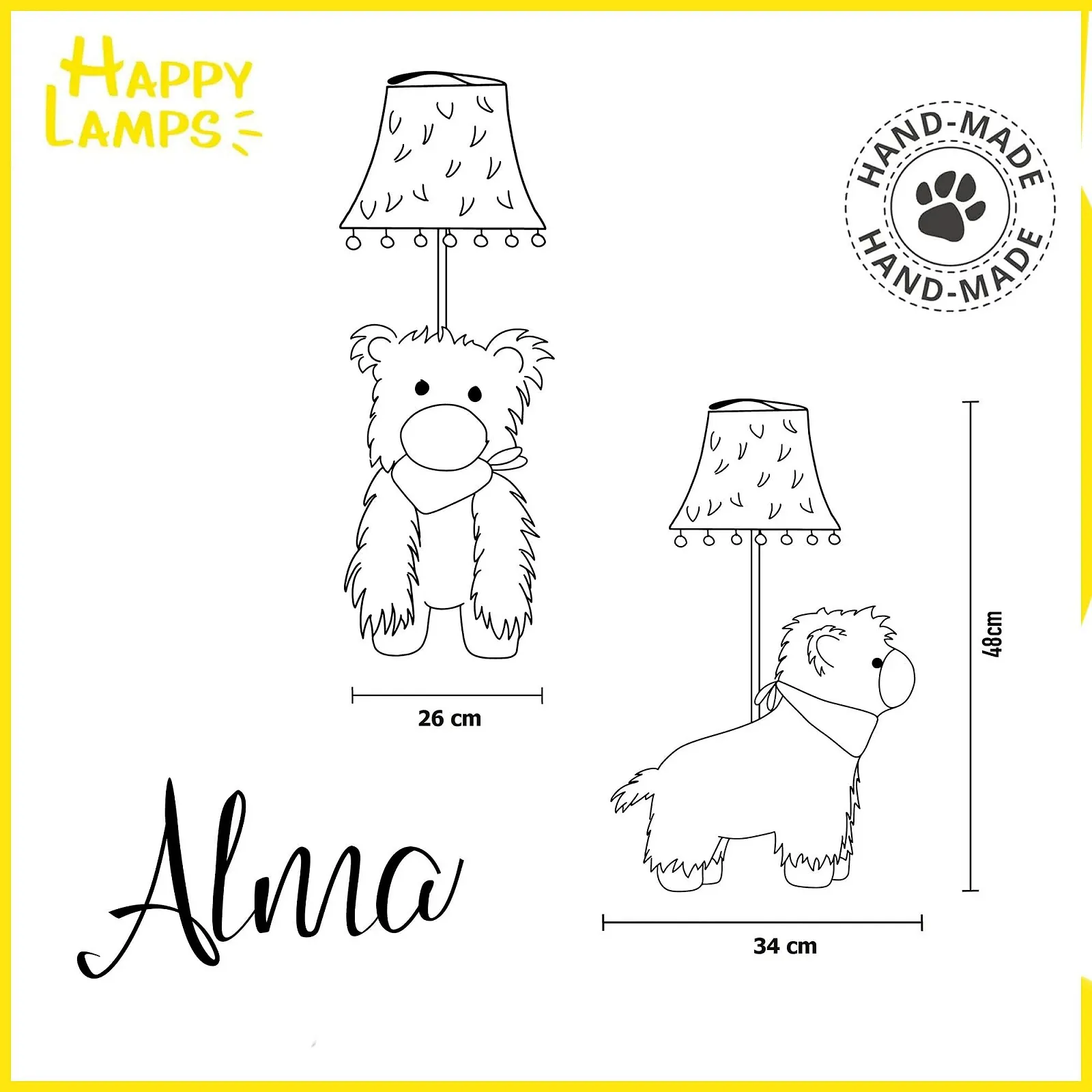 Настільна лампа Happy Lamps Alma LED декоративна ручної роботи 48 см Біла, фото №8