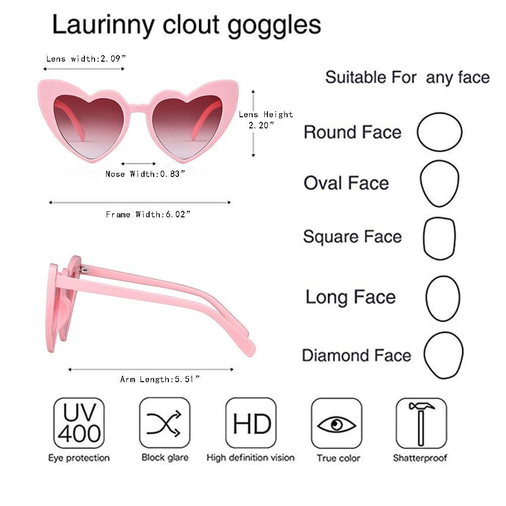 Сонцезахисні окуляри Laurinny Серце для жінок, вінтажні окуляри Clout, захист UV400, фото №4