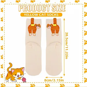 Носки Женские Кот, 2 шт, Хлопок, Желтый synthetic.ua - Фото 1