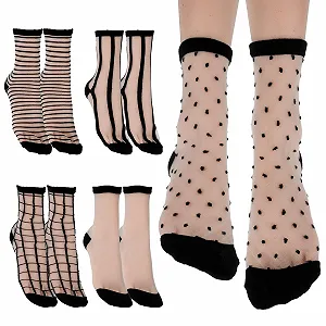 Шкарпетки Lusofie з рюшами, 5 пар, жіночі тонкі панчохи - Фото 1