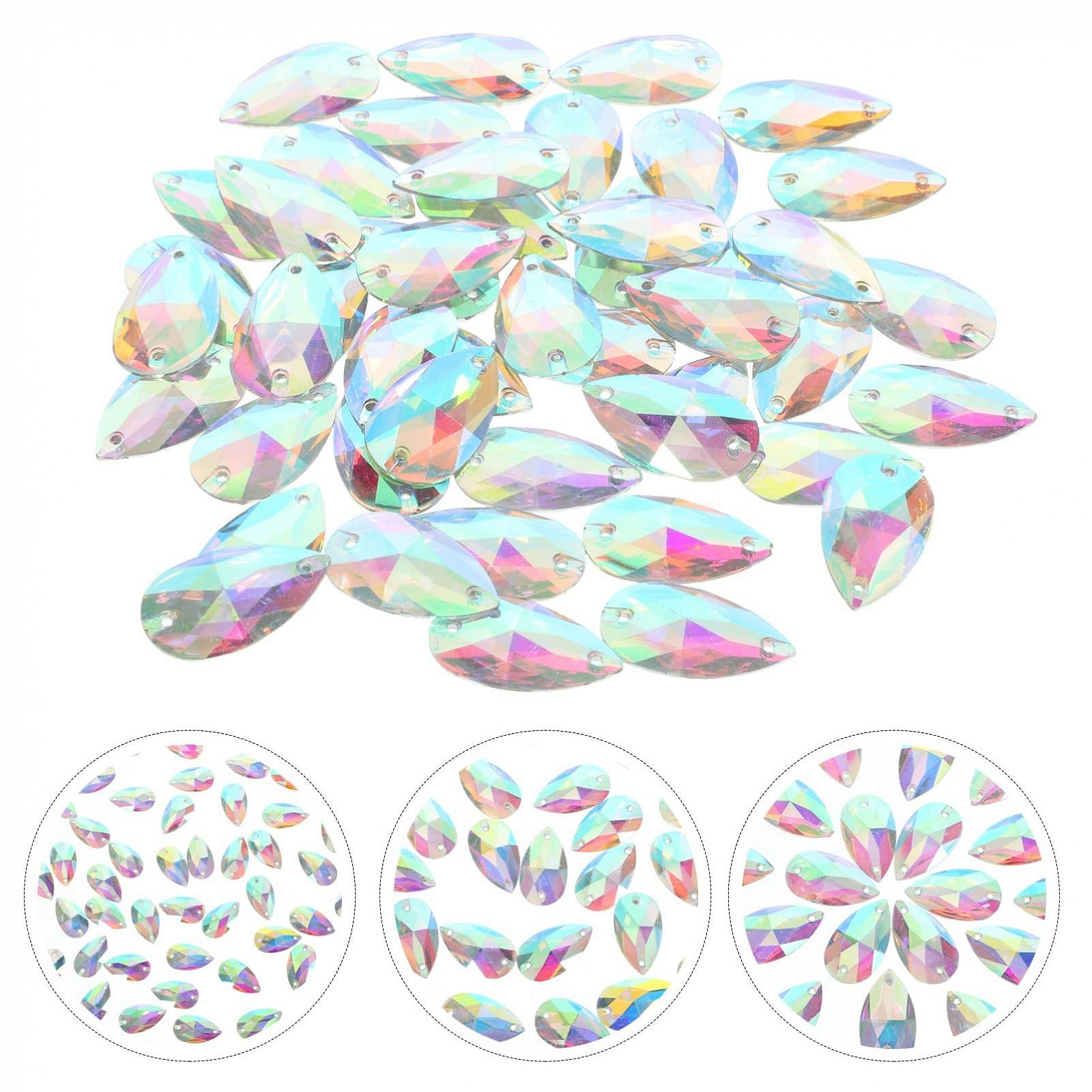 Краплі Смолисті Кришталі Набір з Бісеру Плоска Задня Частина Стрази для Костюмів 17 x 28 мм, 3 набори по 50 штук, фото №9