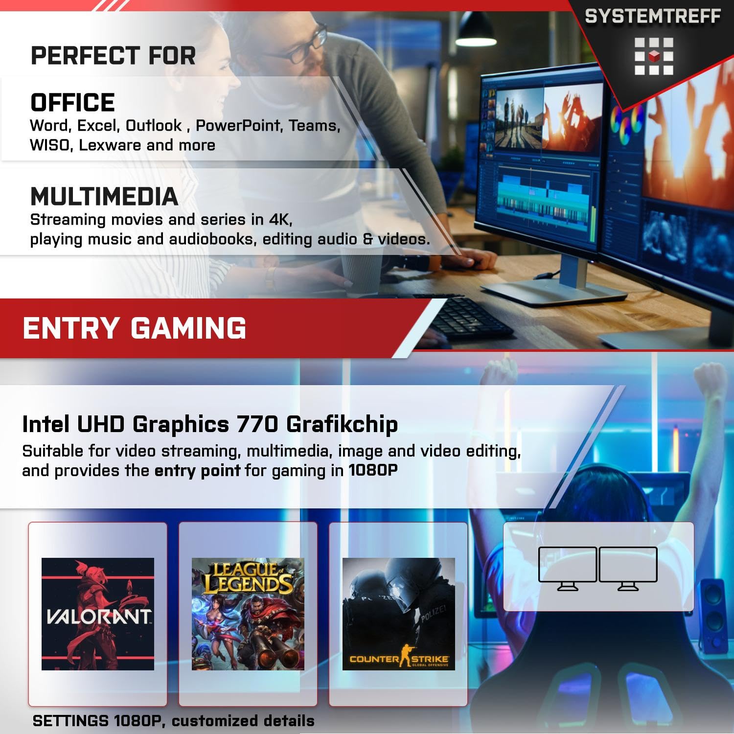 Компьютер Systemtreff Office Intel Core i7-12700 12x4.9GHz UHD 770 4K HDMI DX12 1TB M.2 NVMe 16GB DDR4 RAM WLAN, фото №5