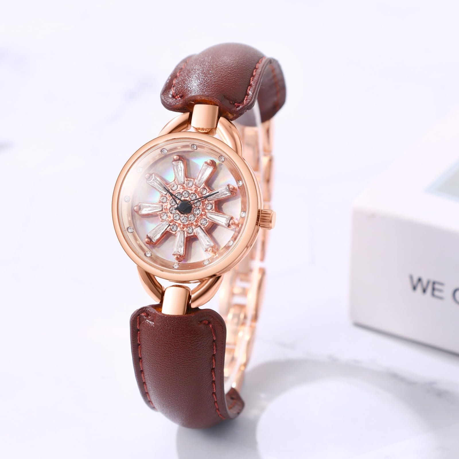 Женские Часы JewelryWe Wheel of Fortune Аналоговые Кварцевые Коричневые, фото №4