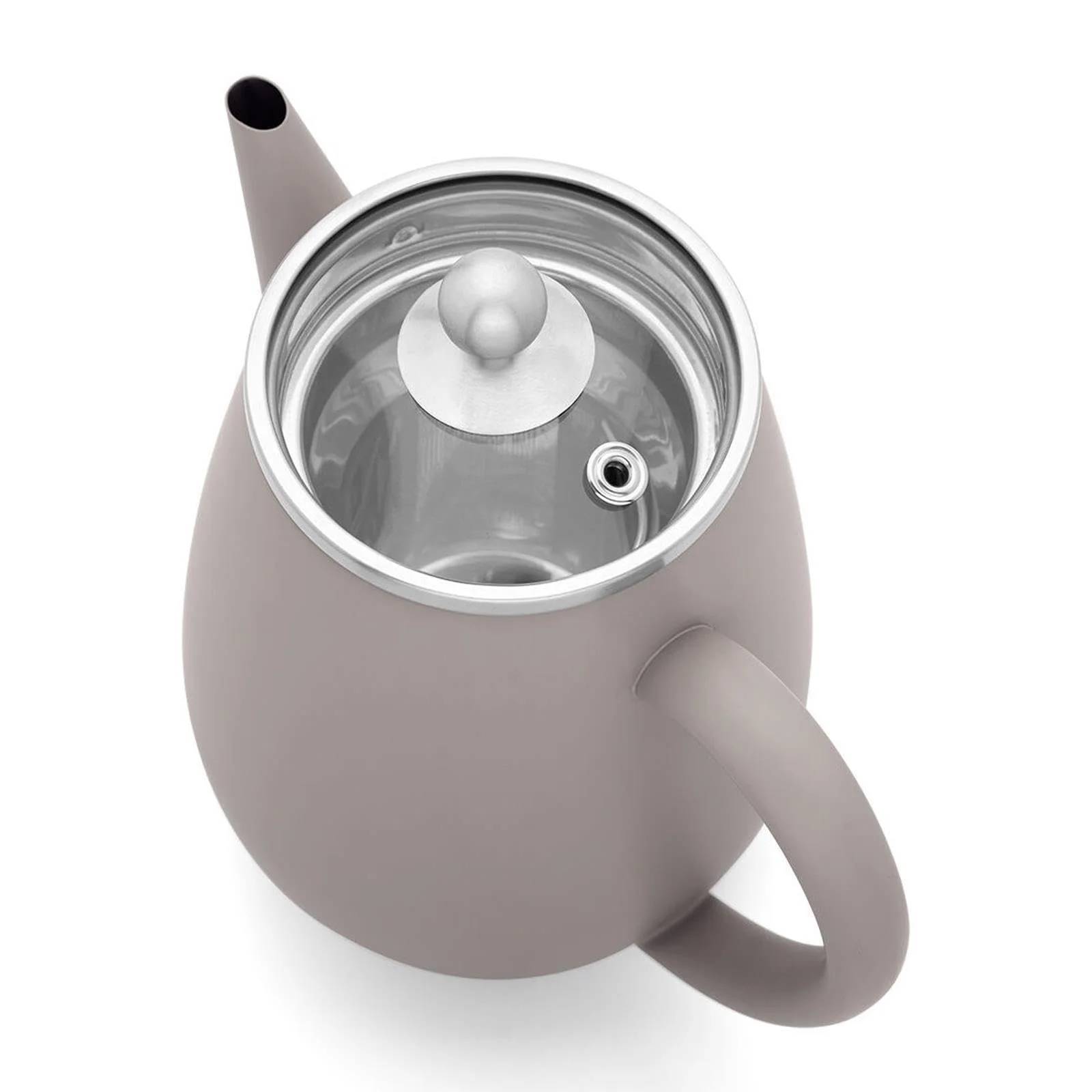 Чайник-заварник Подвійні стінки Mini 0.5 літра Concrete Grey, ізольований глечик з нержавіючої сталі з коричневою дерев'яною підставкою та фільтром для чаю для розсипного чаю, фото №3