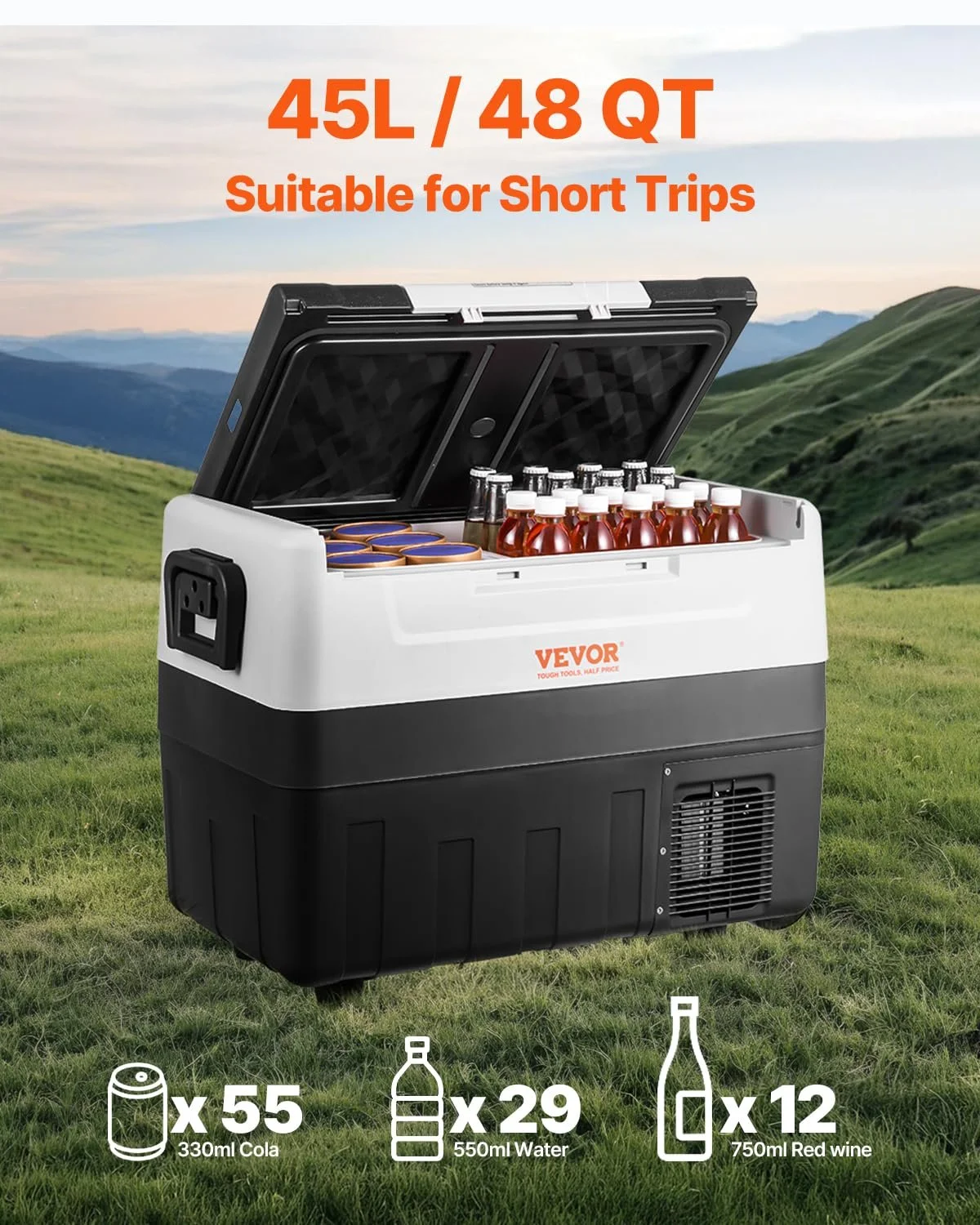 Автомобильный холодильник Vevor Camping Fridge 45 л / 12/24 В / 2 в 1 / 60 Вт, фото №5