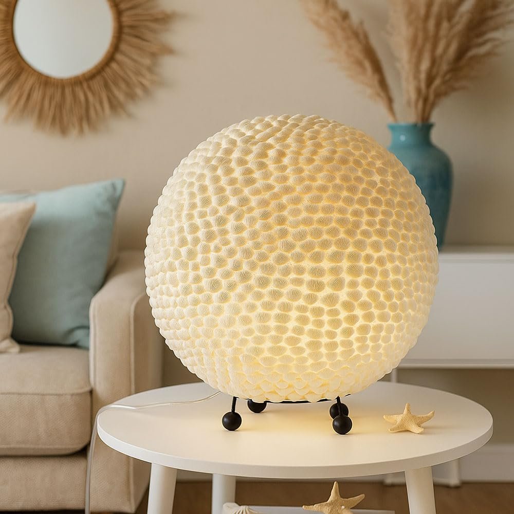 Настольная лампа Металл Ракушки Белый Выключатель 250x270 мм 1 x E27 60 Вт, фото №2