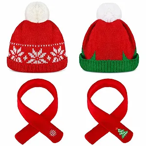 Набір лялькового одягу A Різдвяні шапочки та шарфи для ляльок 4 шт. - Фото 1