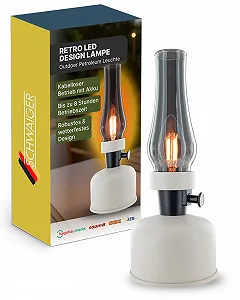 Настільна лампа SCHWAIGER Retro LED Petroleum Look Wireless 2 x 2000 мАг Dimmer Бежева - Фото 1