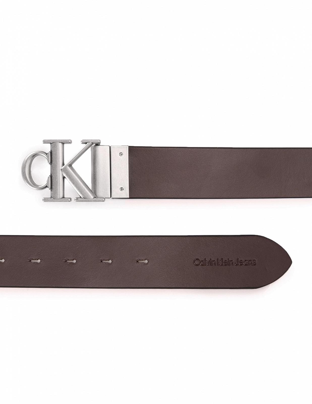 Ремень Calvin Klein CKJ Monogram Round Reversible Leather 35 мм W85 Черный/Горький Коричневый, Черный / горький коричневый, фото №4