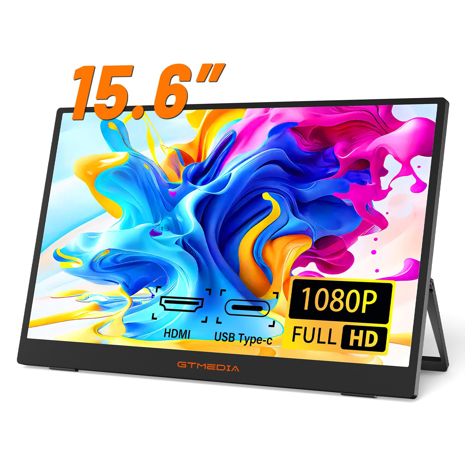 Портативный монитор GT MEDIA 15,6" для ноутбука 1080P FHD USB C HDMI Черный, фото №1 Портативный монитор GT MEDIA 15,6" для ноутбука 1080P FHD USB C HDMI Черный, фото №1