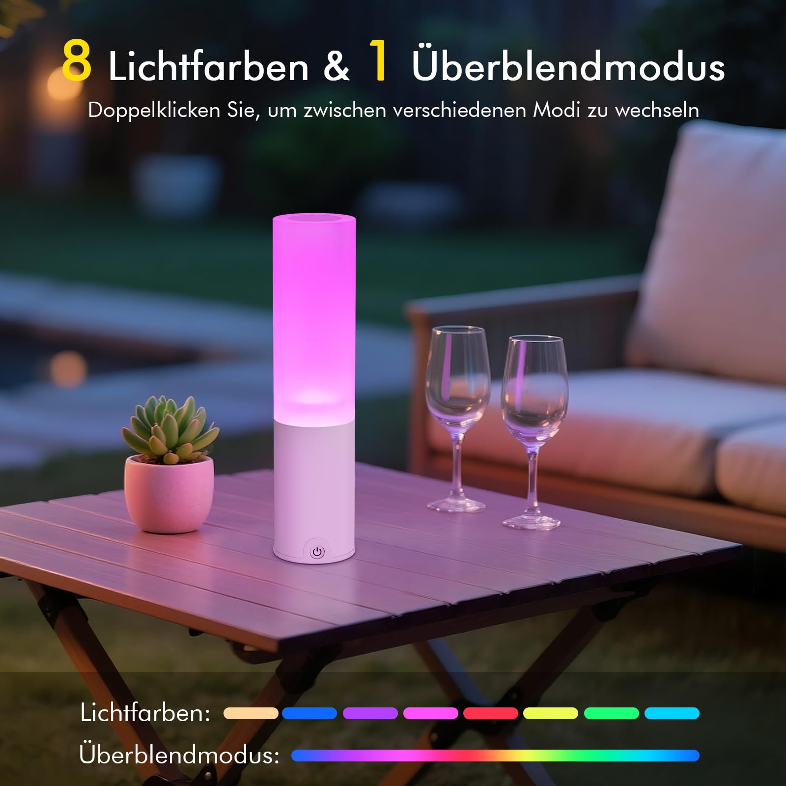 Настільна лампа EppieBasic LED Бездротова 5400 мАг USB-C RGB Білий, фото №4