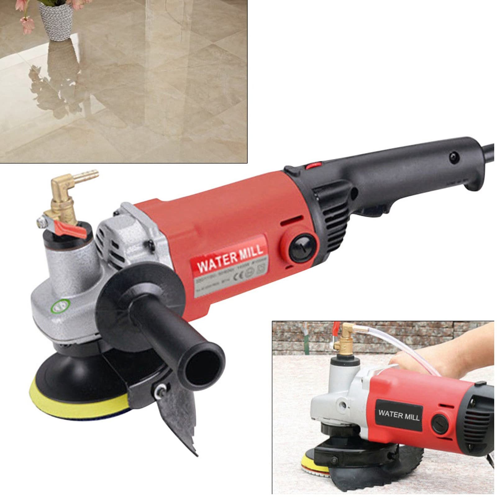 Система мокрого шліфування 1400 Вт з кутовим індикатором та полірувальником мокрого каменю для шліфування граніту/мармуру/бетону/кам'яна машина з точилом для круглопильного диска та 1 полірованою губкою, фото №4