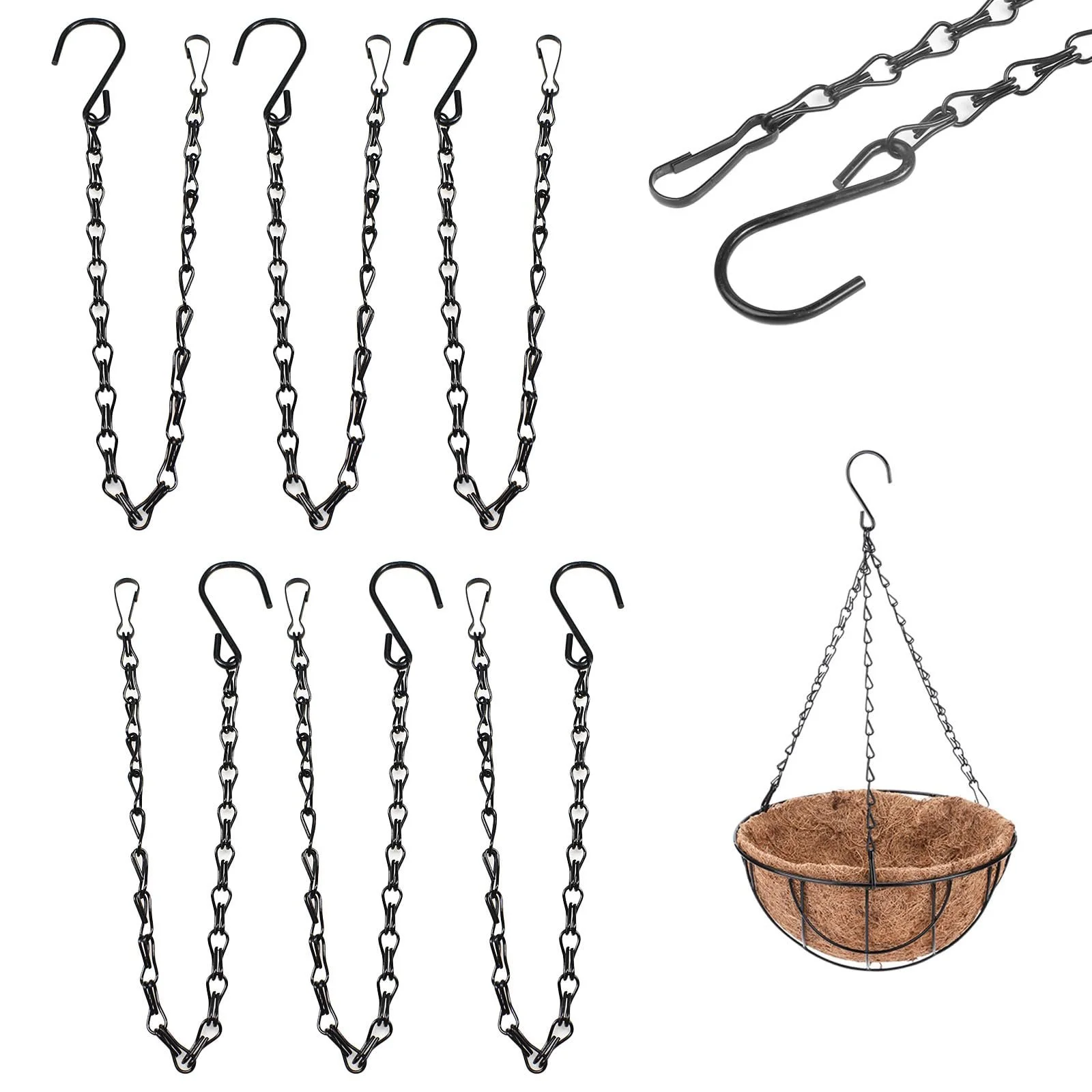 Ланцюги для підвісних кошиків Металеві 50 см Набір із 6 шт., фото №1