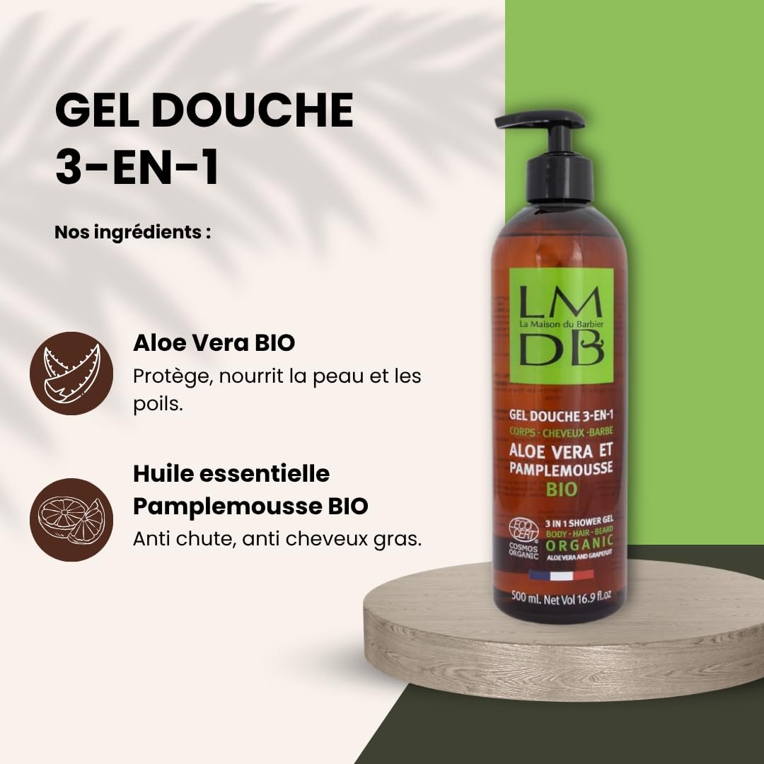 Гель для душу 3-в-1 з органічними алое вера та грейпфрутом сертифікований ECOCERT, фото №5