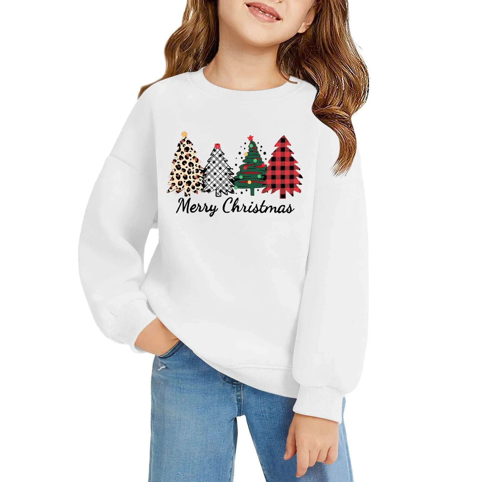 Пуловер для дівчинки з довгими рукавами та принтом на зиму, фото №2