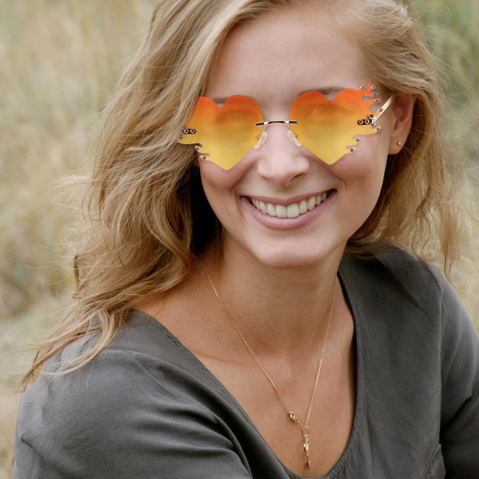 Сонцезахисні окуляри У формі полум'я, Набір 2 шт, Метал, помаранчевий, фото №9