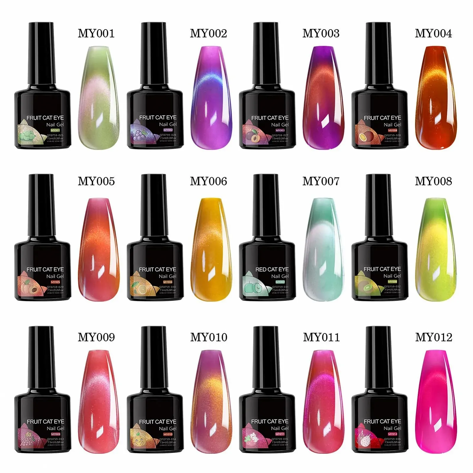 Гель-лак для ногтей Katzenaugen-Nagellack 12 шт, фото №5