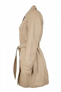 Тренч Gipsy Кожаный из натуральной кожи ягненка Бежевый synthetic.ua - Фото 1