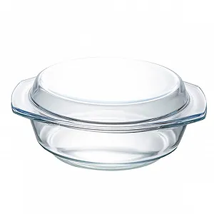 Кастрюля VILLCASE стеклянная круглая с крышкой жаростойкая из закаленного стекла - Фото 1