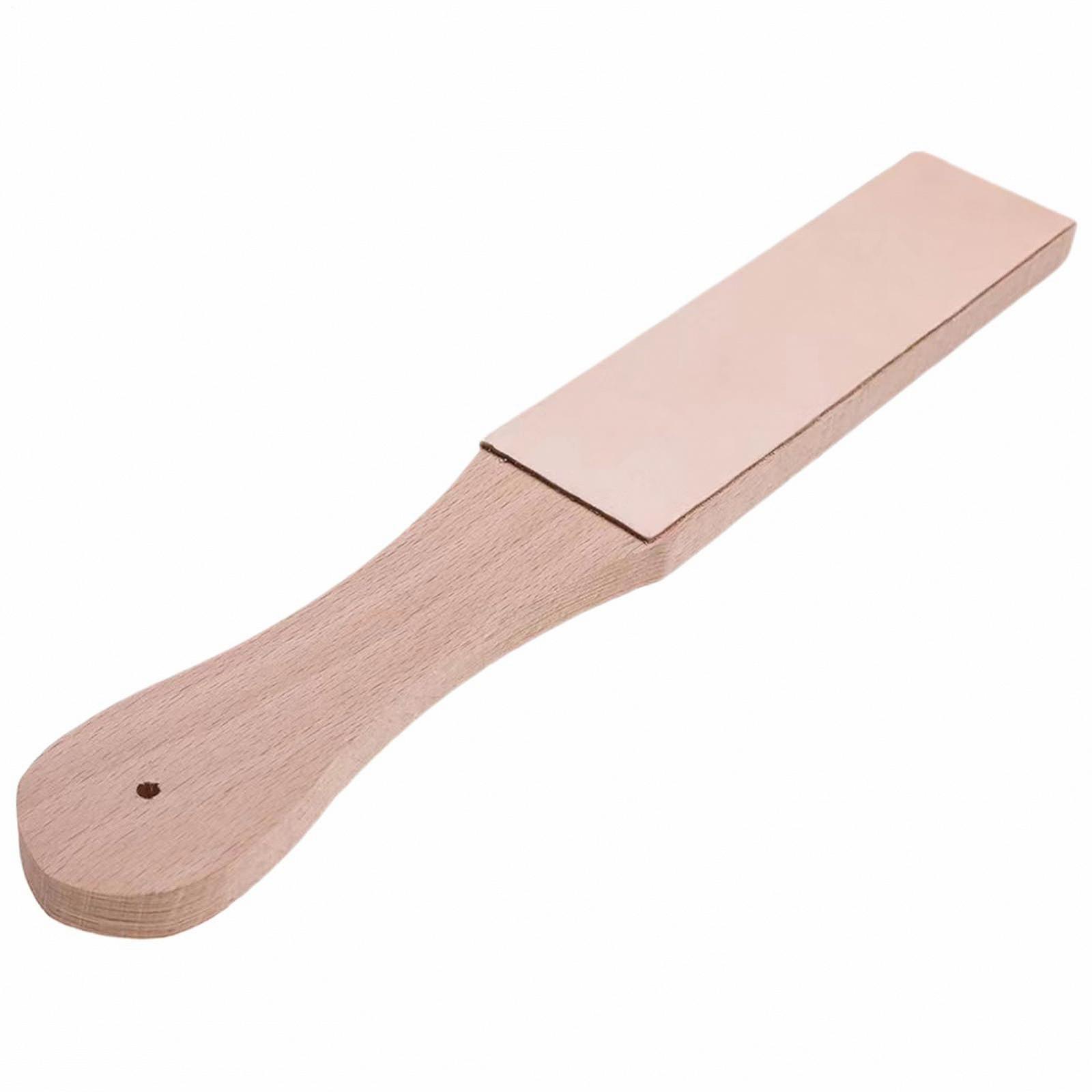 Брусок для шлифовки кожаный двухсторонний с эргономичной рукояткой для кухонных ножей и ножниц по дереву, фото №7