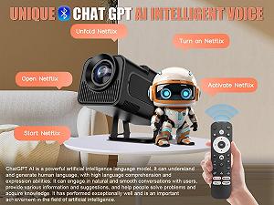 Мини-проектор Android 13 Smart Projector 4K Official Netflix, 320 ANSI, с WiFi и Bluetooth, ChatGPT голосовой помощник, портативный проектор для домашнего кинотеатра, для мобильных телефонов synthetic.ua - Фото 1