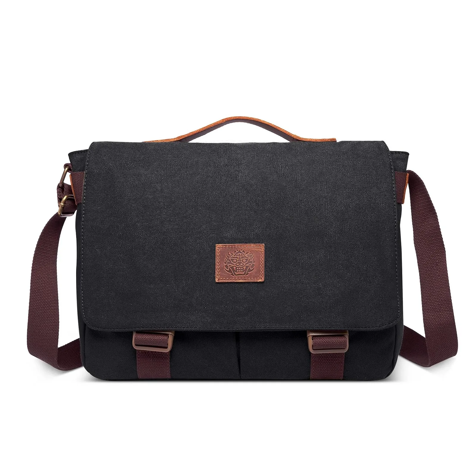 Сумка через плече POSSOBAG Vintage чоловіча, для ноутбука 15 дюймів, велика ємність, чорна, фото №1