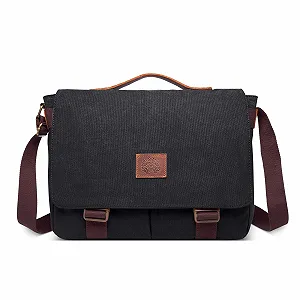 Сумка через плече POSSOBAG Vintage чоловіча, для ноутбука 15 дюймів, велика ємність, чорна - Фото 1