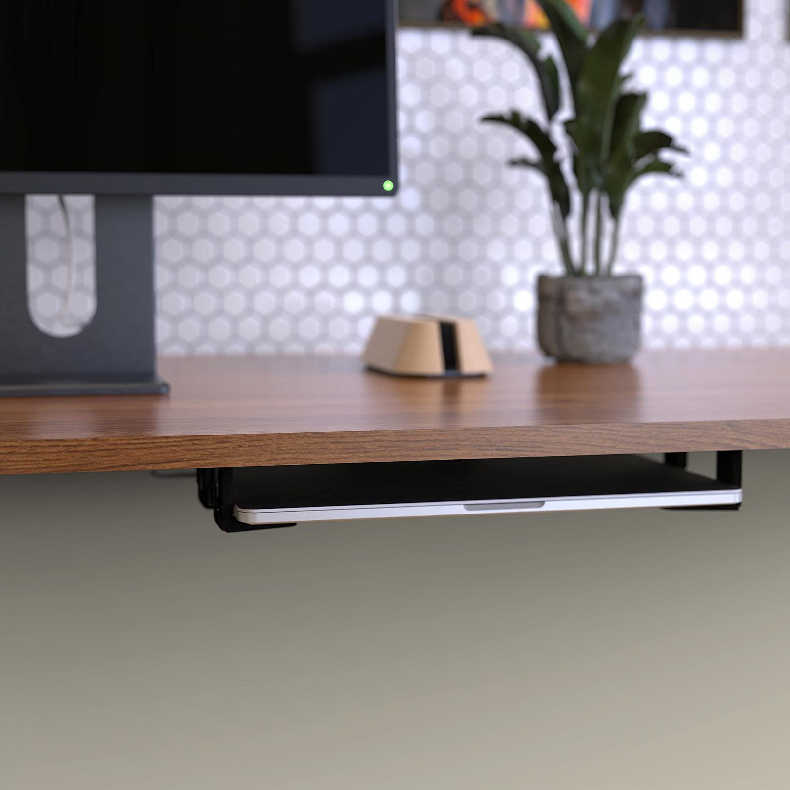 Держатель для ноутбука под стол Металлический кронштейн для крепления под стол Совместим с Apple MacBook Pro, маршрутизатором, DVD-проигрывателем и другим, фото №4