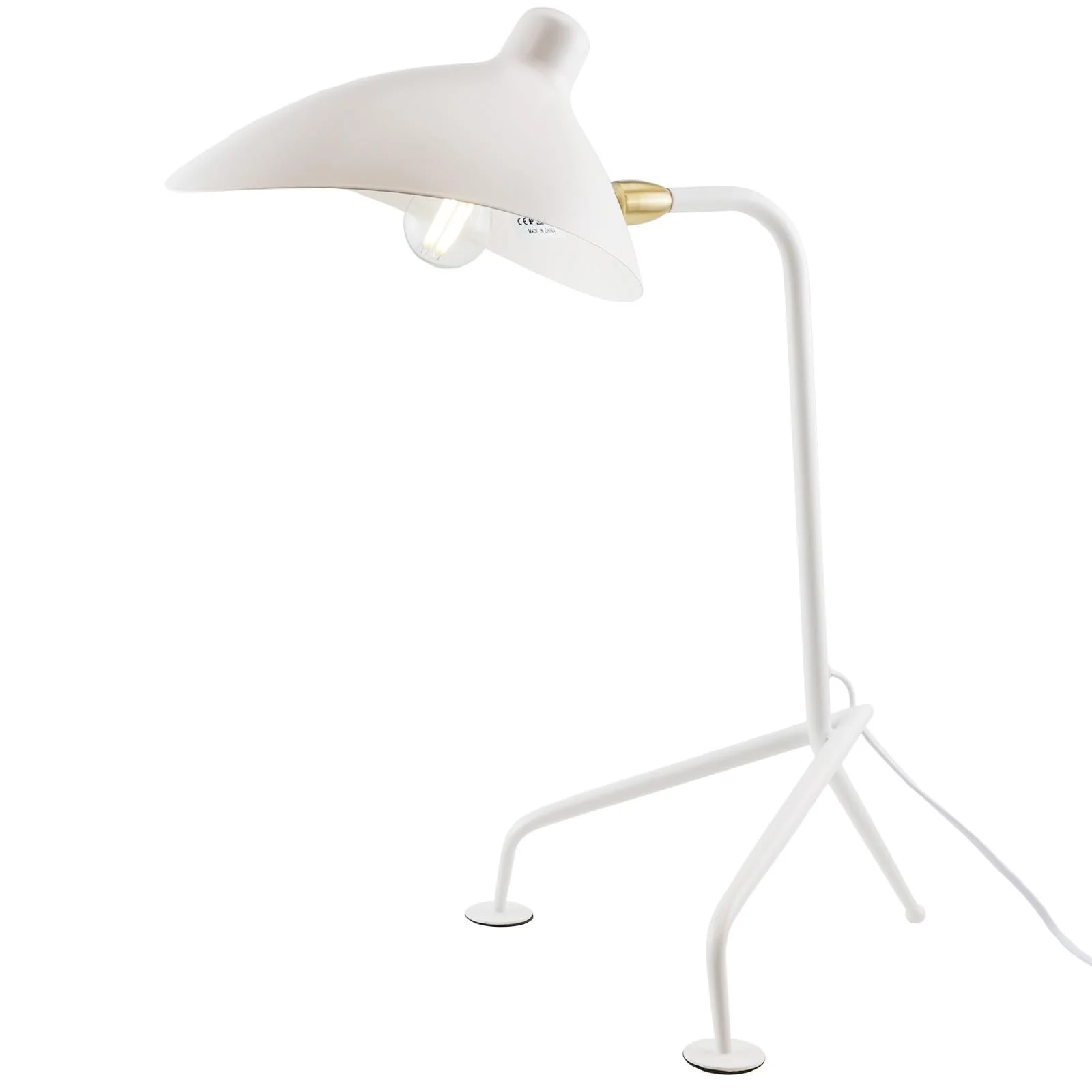 Настільна лампа Alpinaluz Nordica тринога з поворотним плафоном біла E27, фото №1