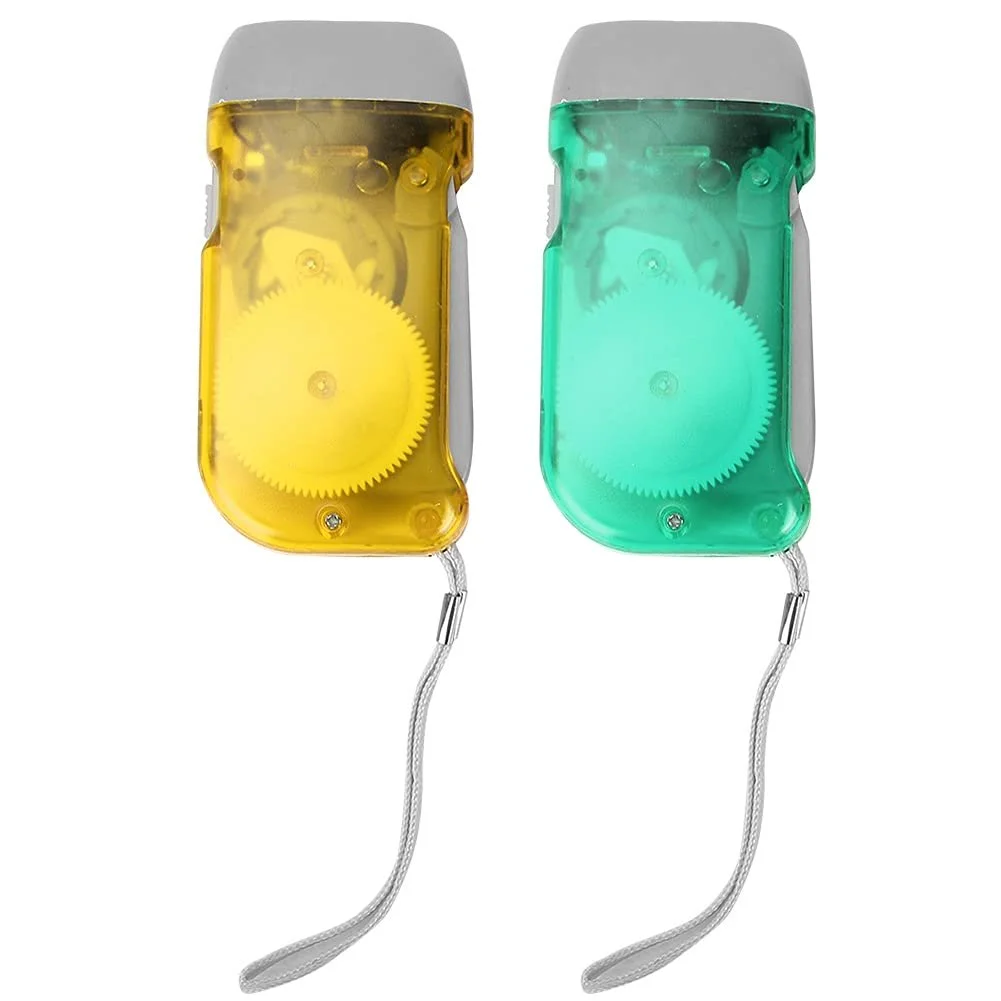 Ручний ліхтарик з ручним приводом Mini, ABS матеріал, аварійний , легкий, портативний, світлодіодне джерело світла, висока яскравість, для подорожей Жовтий з зеленим, фото №1