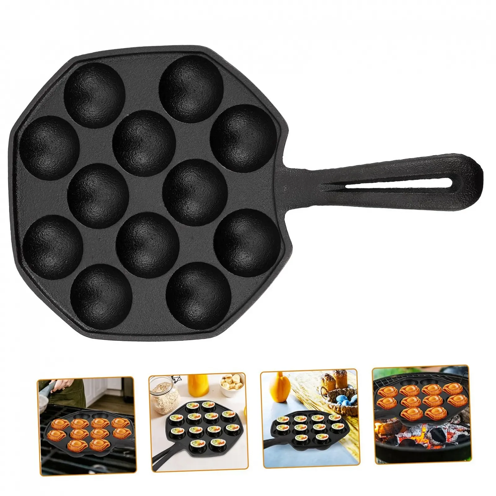 Деко для улиток 12-порционное Чугунное с рукавичкой и кисточкой, фото №3