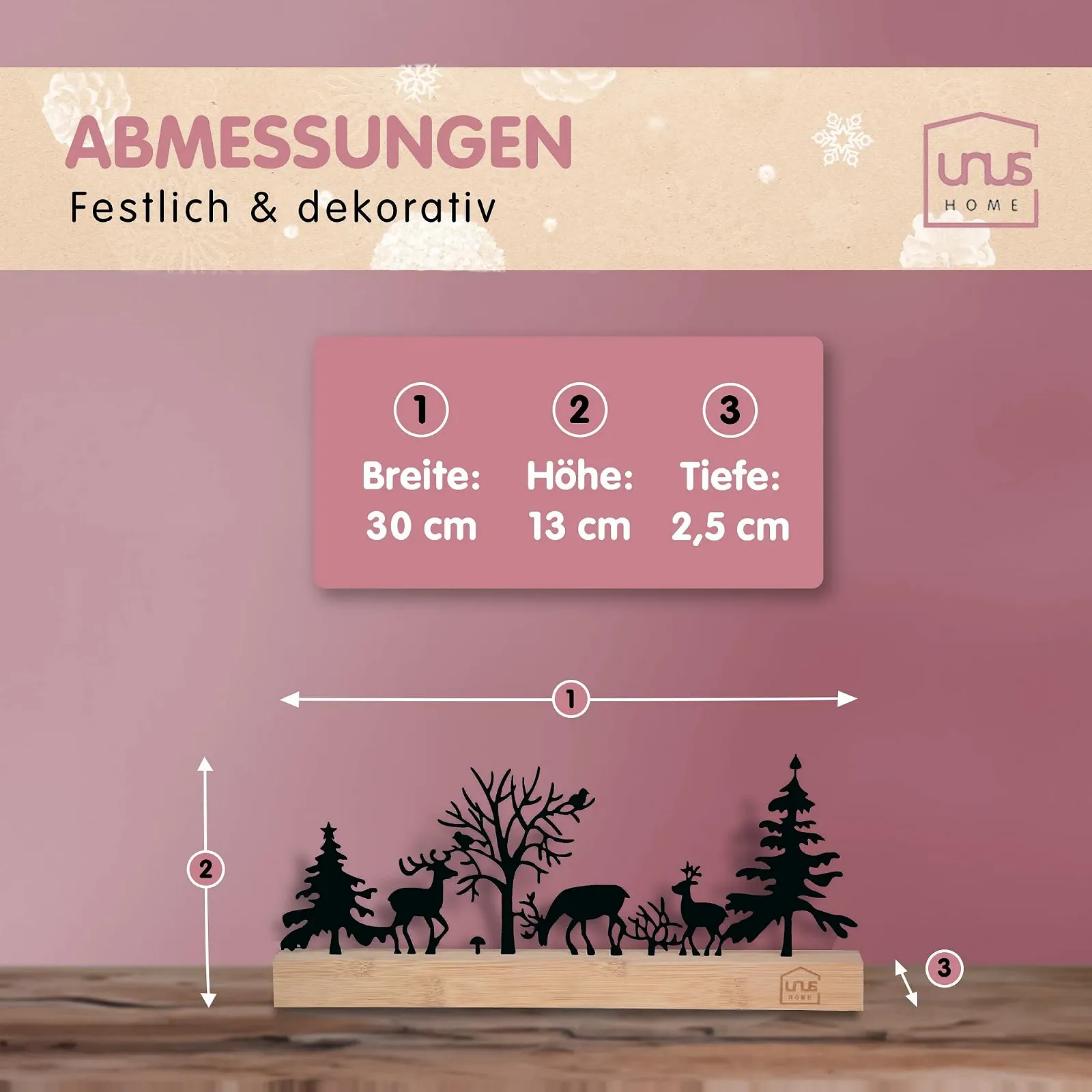 Подставка UNUS Силуэт Лес 3 Оленя Птицы Гриб Черный, фото №4 Подставка UNUS Силуэт Лес 3 Оленя Птицы Гриб Черный, фото №4