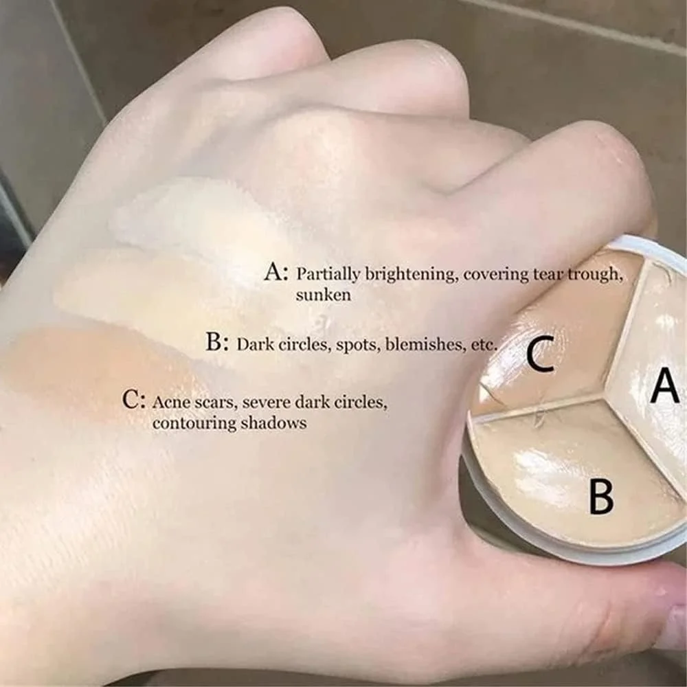 Палетка консилеров 3 цвета, Трехцветный консилер, Крем-консилер для коррекции цвета 3-в-1 с кистью, Корректирует и маскирует темные круги и недостатки, фото №5 Палетка консилеров 3 цвета, Трехцветный консилер, Крем-консилер для коррекции цвета 3-в-1 с кистью, Корректирует и маскирует темные круги и недостатки, фото №5