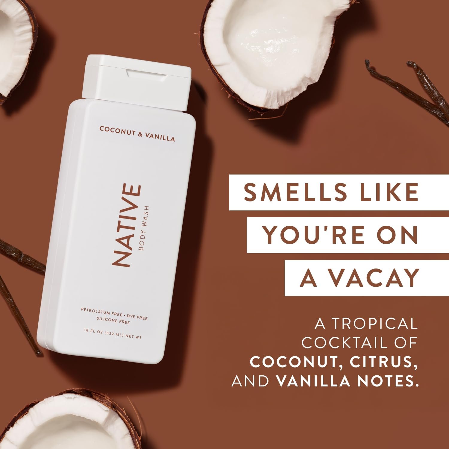 Гель для душа Native с ароматом кокоса и ванили 532 мл, фото №5