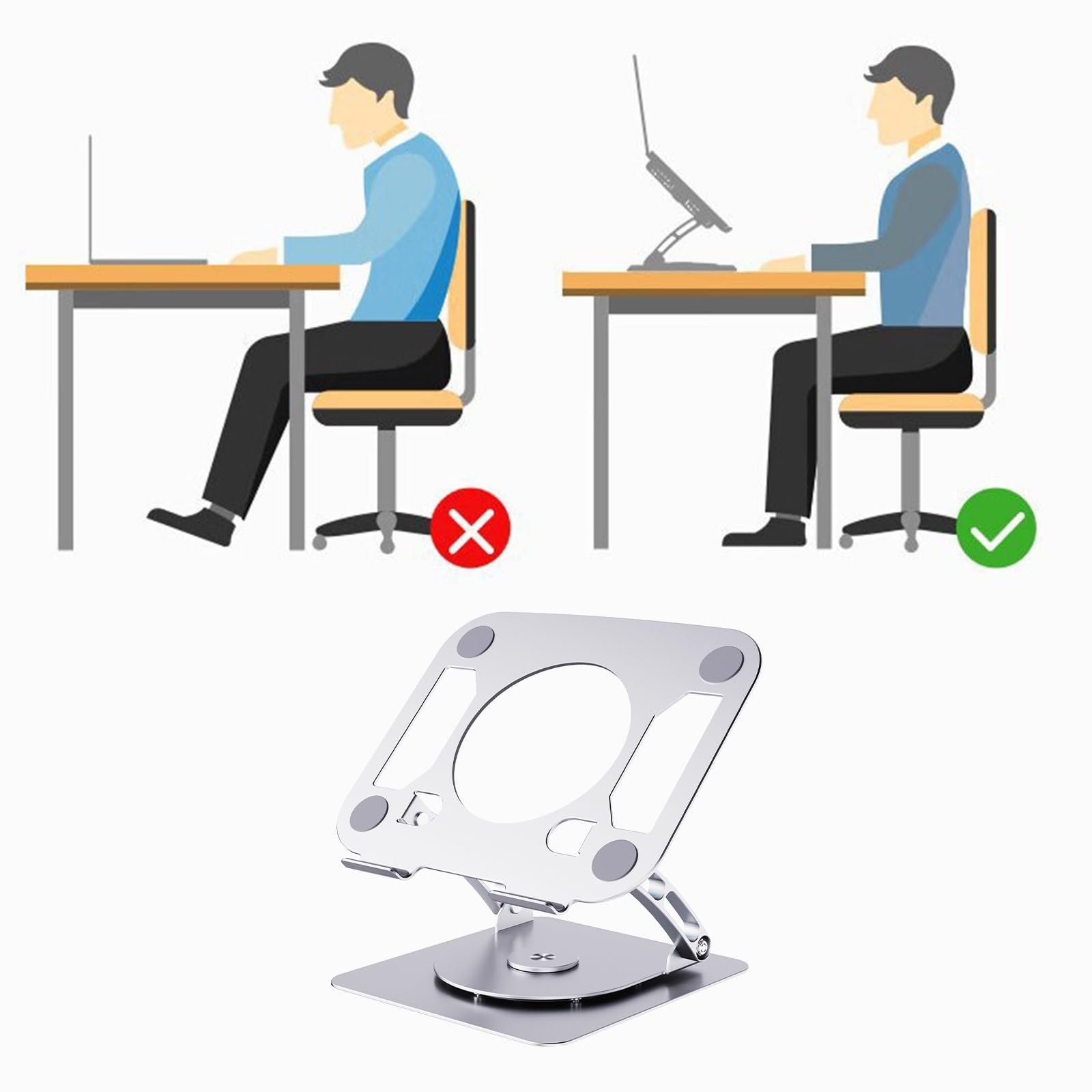 Эргономичная подставка для ноутбука с вращающимся на 360
																																																																																																																																			базой, регулируемая по высоте от 50 мм до 290 мм, выдерживает вес до 10 кг, фото №3