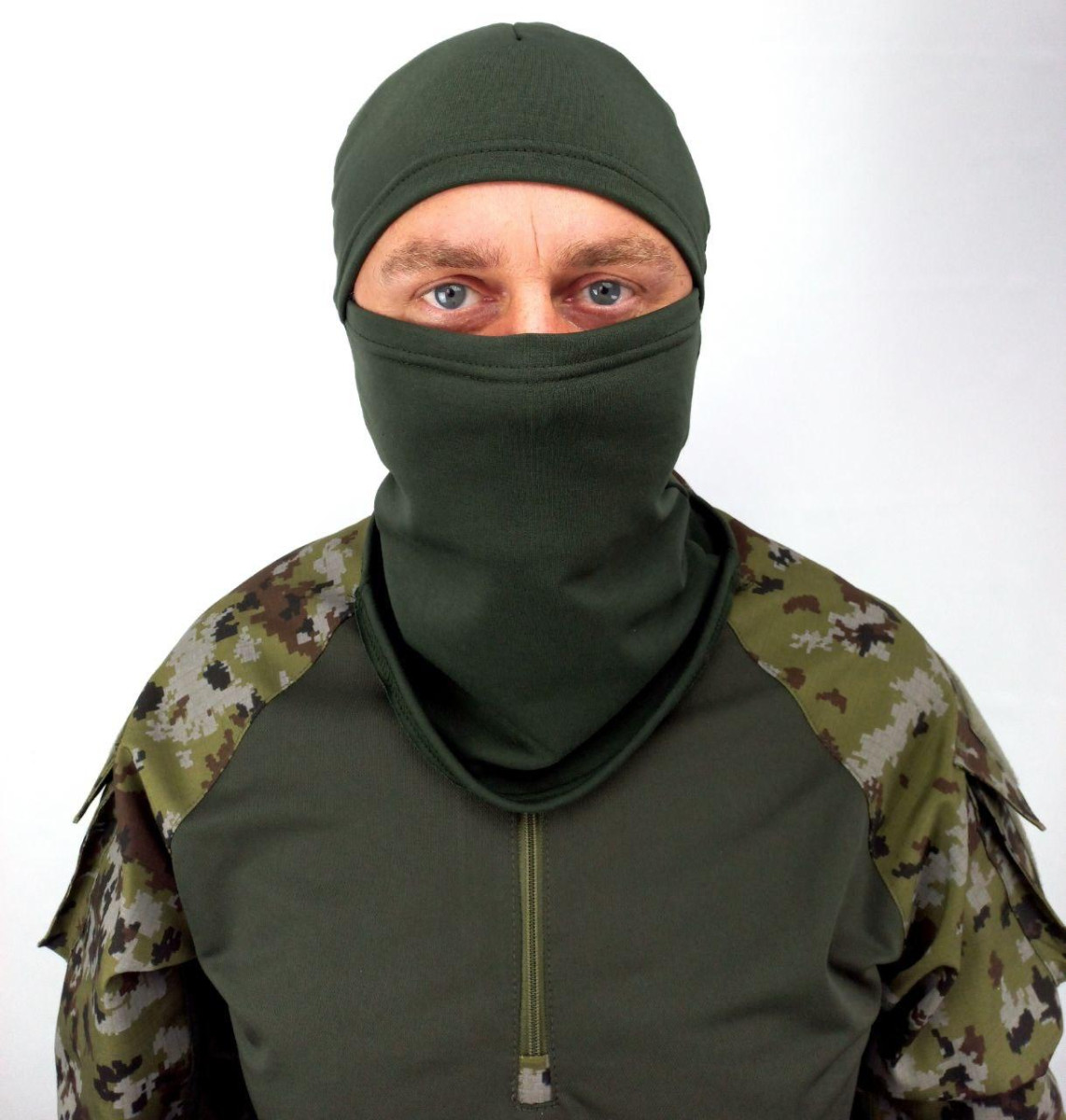 Балаклава тактическая двунитка вискозная ВСУ ЗСУ 1068 7255 олива, фото №3
