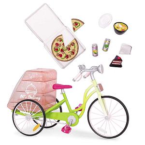 Набор Our Generation Bicycle Set Delivery Basket Игрушечная еда Аксессуары для кукол (46 см) Велосипед для детей от 3 лет Грузовой велосипед - Фото 1