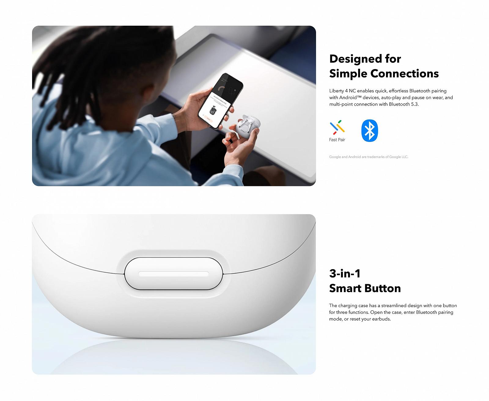 Наушники Anker Soundcore Liberty 4 NC Hi-Res Audio ANC 2.0 LDAC 50ч White, фото №10