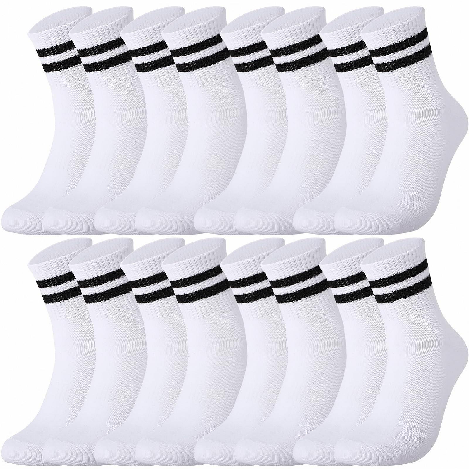 Теннисные носки Белые спортивные носки в полоску для мужчин и женщин, дышащие хлопковые носки, носки до щиколотки, носки для бега, рабочие носки, теннисные носки 36-40, фото №1
