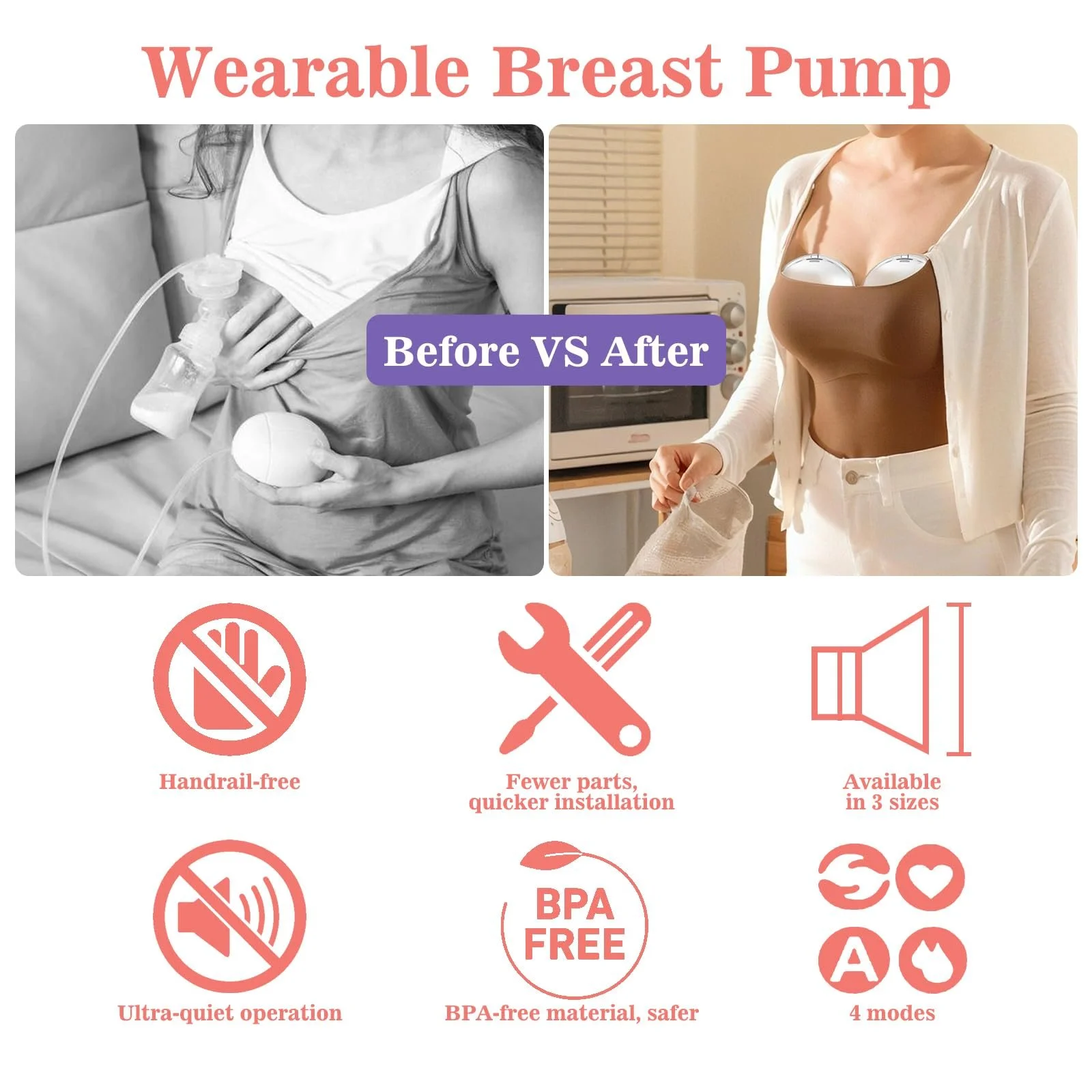 Молокоотсос электрический YADOBIG 4 режима, handsfree, 2 клипсы для регулировки бюстгальтера и фланцы 17/19/21 мм, низкий уровень шума, без BPA, со светодиодным дисплеем, белый, фото №6 Молокоотсос электрический YADOBIG 4 режима, handsfree, 2 клипсы для регулировки бюстгальтера и фланцы 17/19/21 мм, низкий уровень шума, без BPA, со светодиодным дисплеем, белый, фото №6