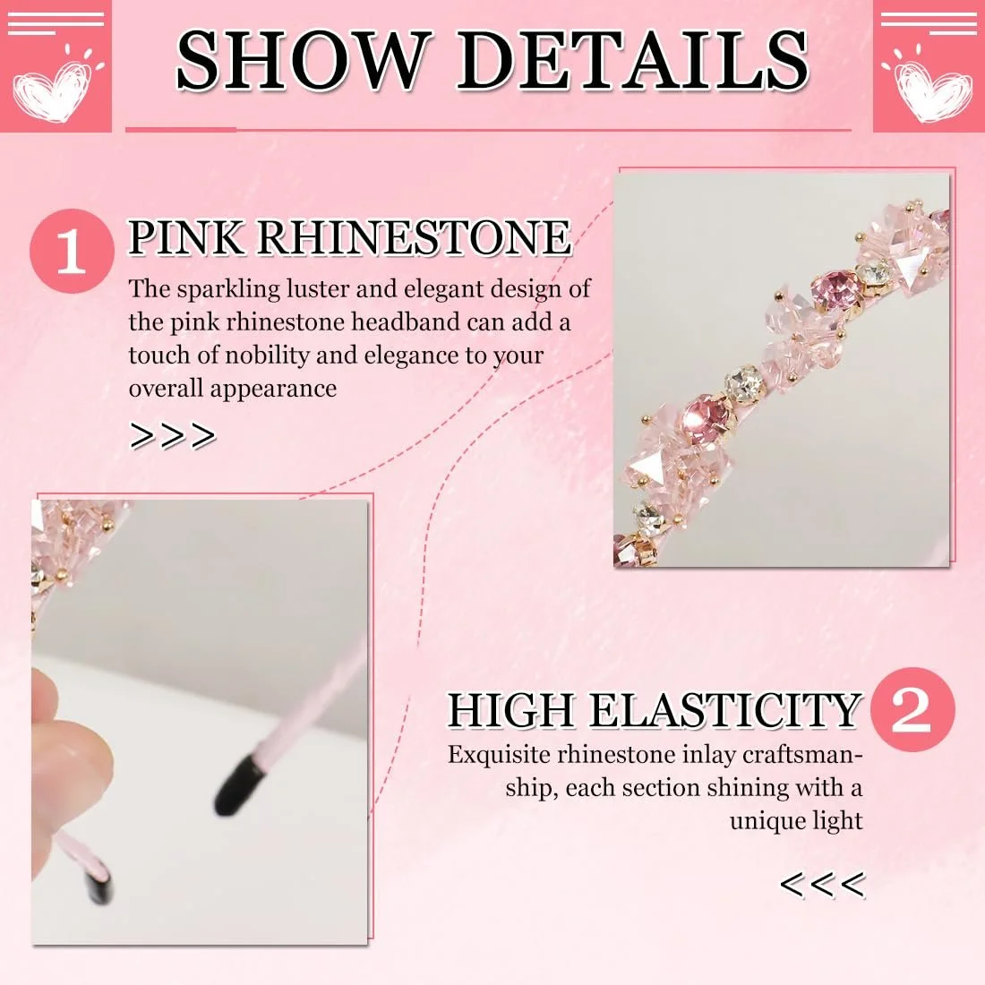 Винтажный обруч для волос с кристаллами, фото №3