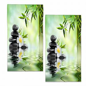 Набір рушників Zen Spa Grey Stones Flowers 2 шт. 14x28 дюймів - Фото 1