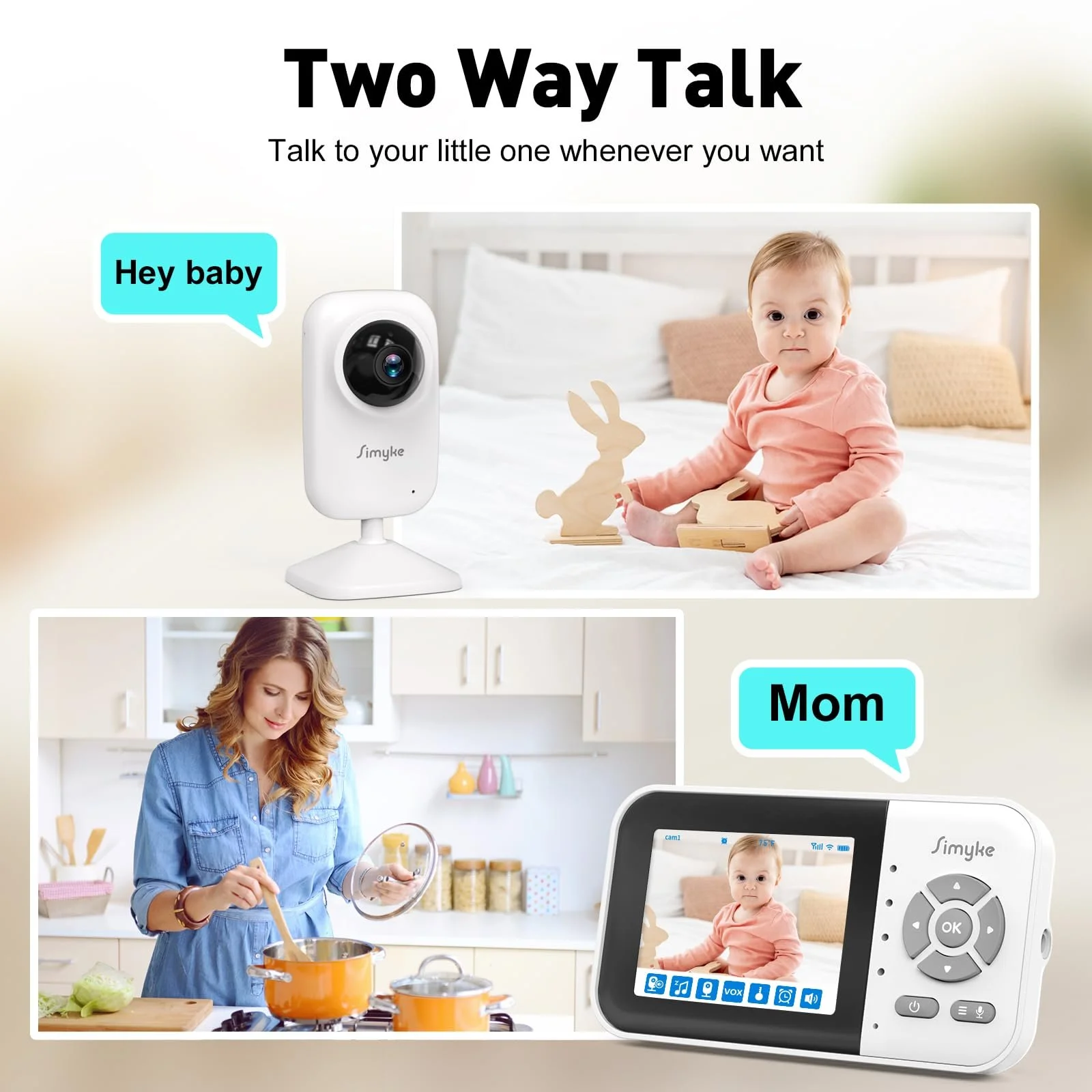 Відеоняня Simyke 1080P WiFi 2.8 дюйма App 1000 футів, фото №4 Відеоняня Simyke 1080P WiFi 2.8 дюйма App 1000 футів, фото №4
